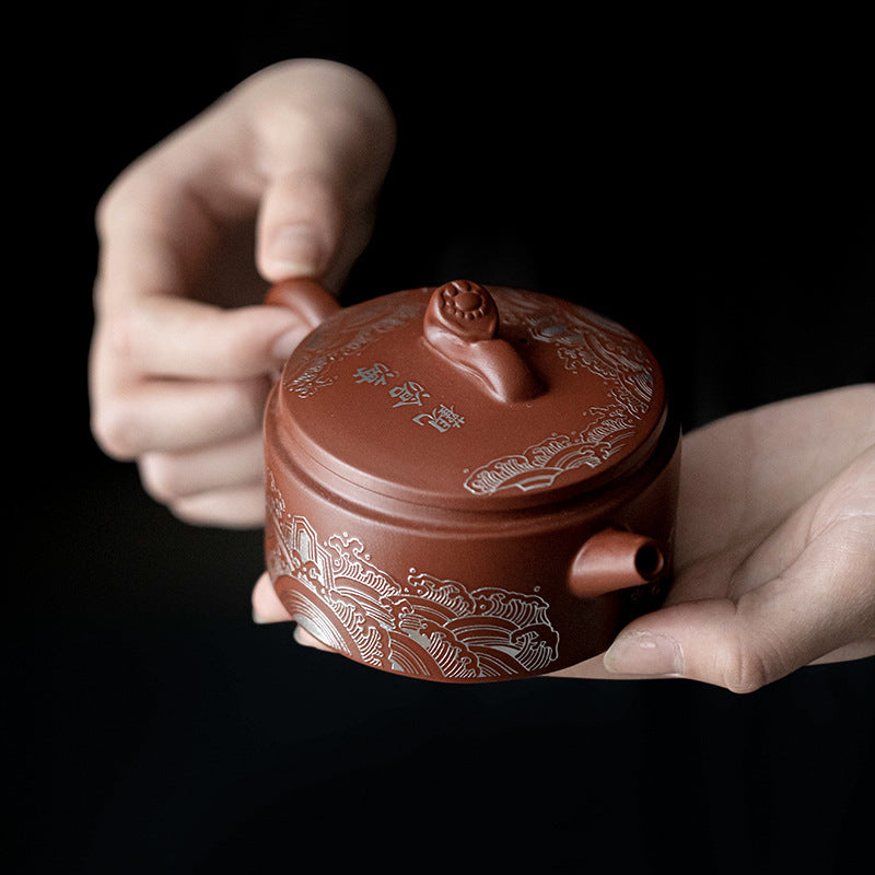 Chinese traditional purple clay pot tea clay manual kung fu tea set home living room purple clay pot business activities accompanied by gifts to elders