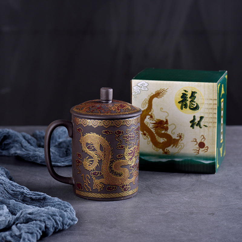Chinese traditional purple clay pot tea clay manual kung fu tea set home living room purple clay pot business activities accompanied by gifts to elders
