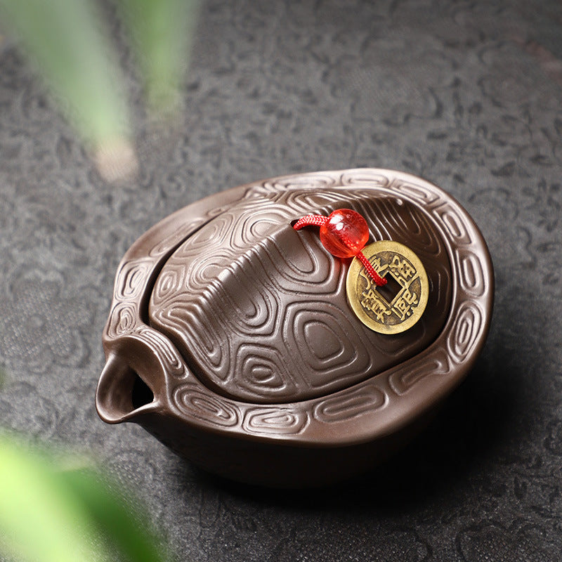 Chinese traditional purple clay pot tea clay manual kung fu tea set home living room purple clay pot business activities accompanied by gifts to elders