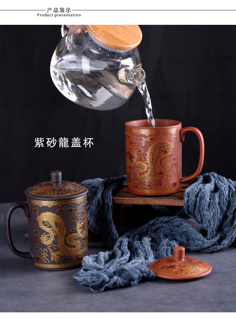 Chinese traditional purple clay pot tea clay manual kung fu tea set home living room purple clay pot business activities accompanied by gifts to elders
