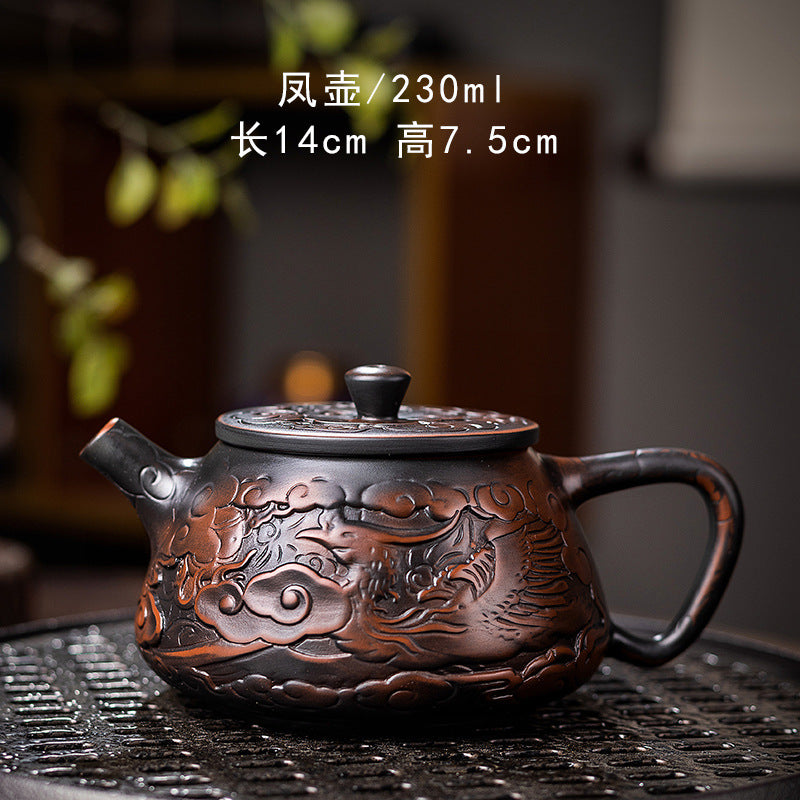 Chinese traditional purple clay pot tea clay manual kung fu tea set home living room purple clay pot business activities accompanied by gifts to elders