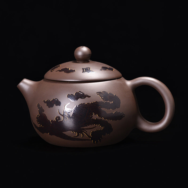 Chinese traditional purple clay pot tea clay manual kung fu tea set home living room purple clay pot business activities accompanied by gifts to elders