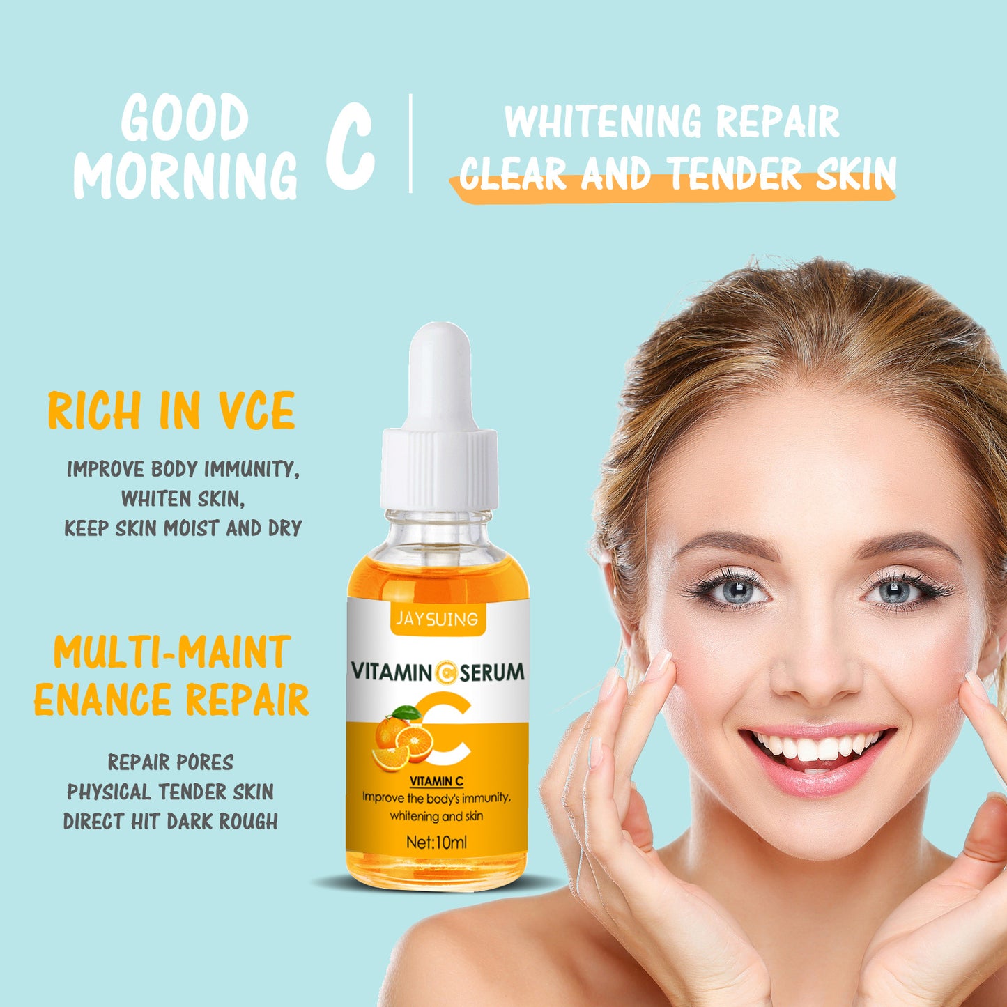 Jaysuing Morning Vitamin C Evening Vitamin A Essence Combo Brightening Fade Wrinkles Anti-Aging Firming Skin Dullness Hydrating Moisturizing