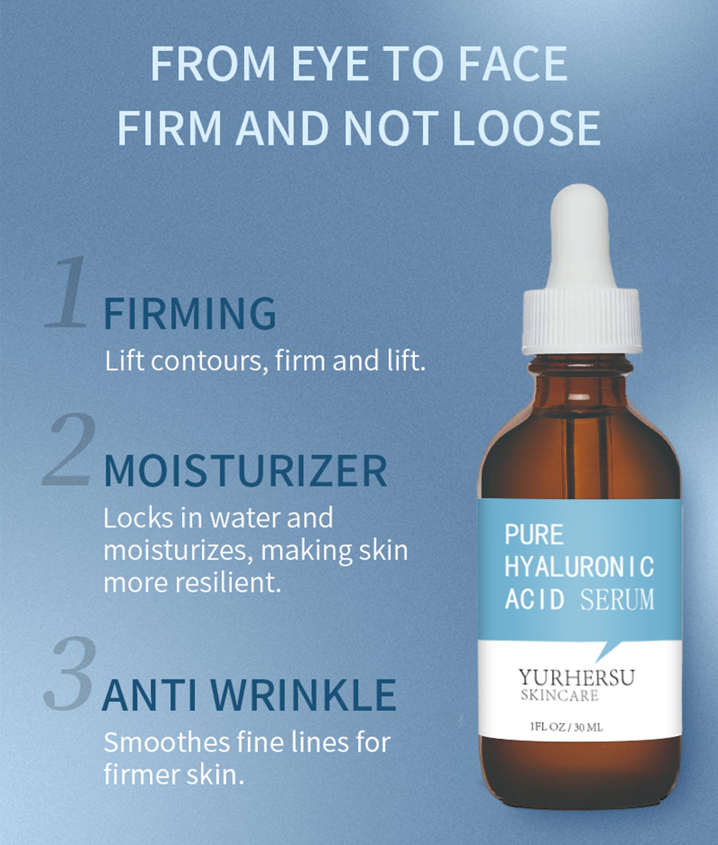 YURHERSU Hyaluronic Acid Original Hydrating Moisturizing Nourishing Firming Repairing Hyaluronic Acid Essence