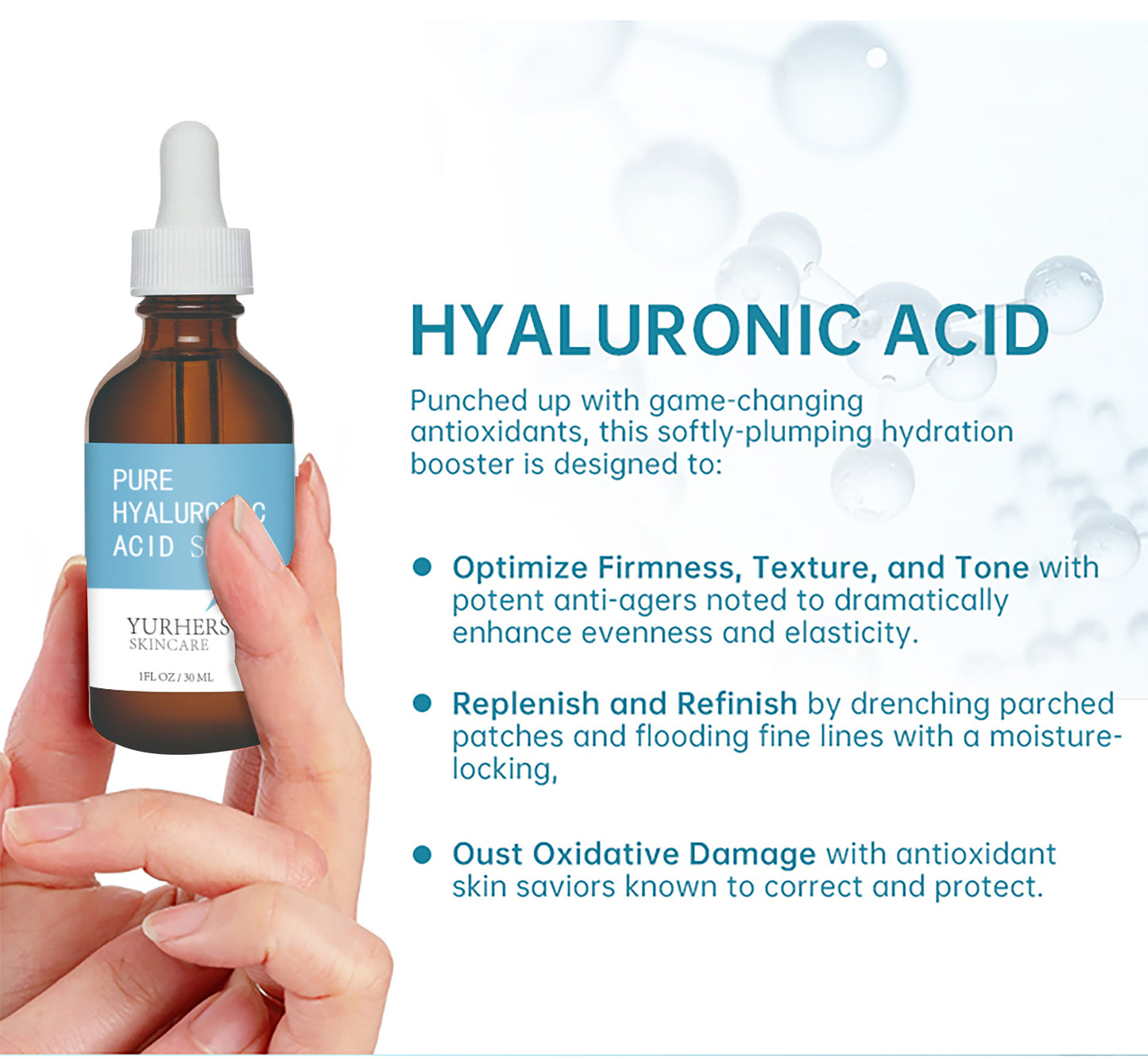 YURHERSU Hyaluronic Acid Original Hydrating Moisturizing Nourishing Firming Repairing Hyaluronic Acid Essence