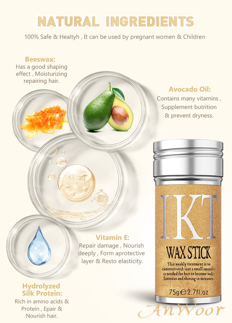 Hair Wax Stick for Wigs, Bed Head Stick Edge Control Slick Stick Hair Pomade Stick Non-greasy Styling Wax, Long Lasting, Temporary Hair Styling Product for Edge Frizz Hair SOVONCARE 2.7 Oz