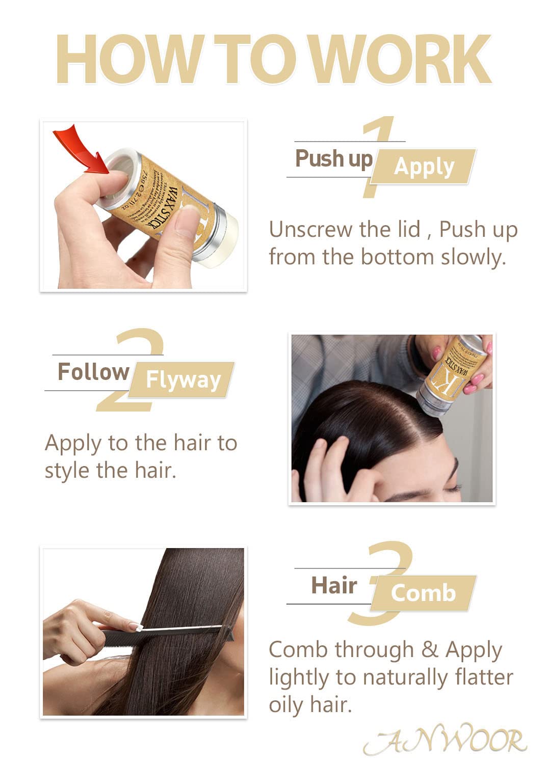 Hair Wax Stick for Wigs, Bed Head Stick Edge Control Slick Stick Hair Pomade Stick Non-greasy Styling Wax, Long Lasting, Temporary Hair Styling Product for Edge Frizz Hair SOVONCARE 2.7 Oz