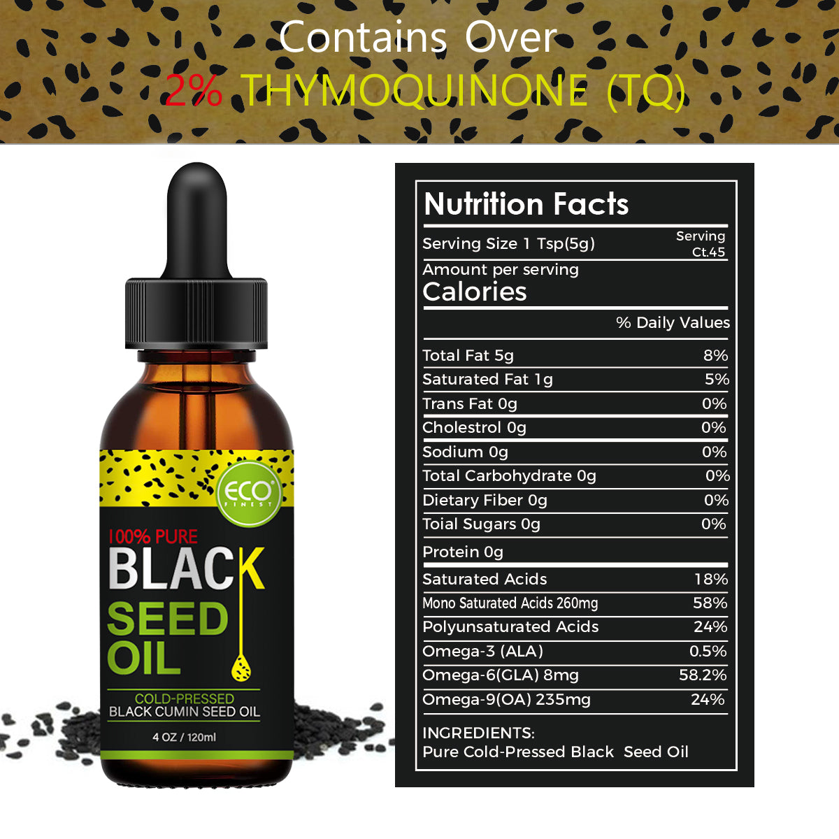 ECO's Organic Black Seed OilHerbalOrganic Joint Support, Immune Consumable, Body Massage & More (4 oz)Boosting & Digestion Support,Body,