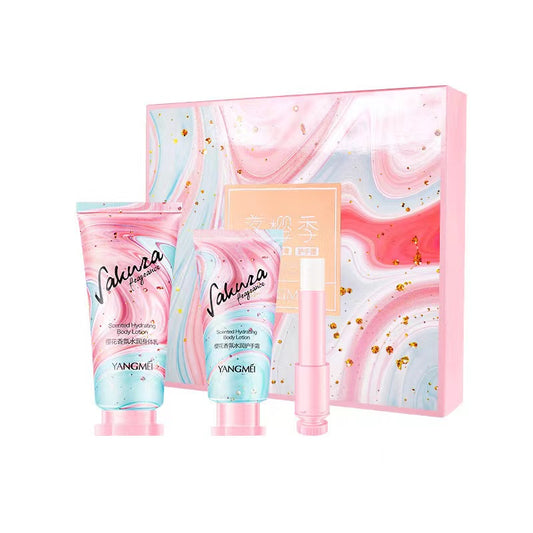 Body lotion Hand cream Lip balm 3-in-one set